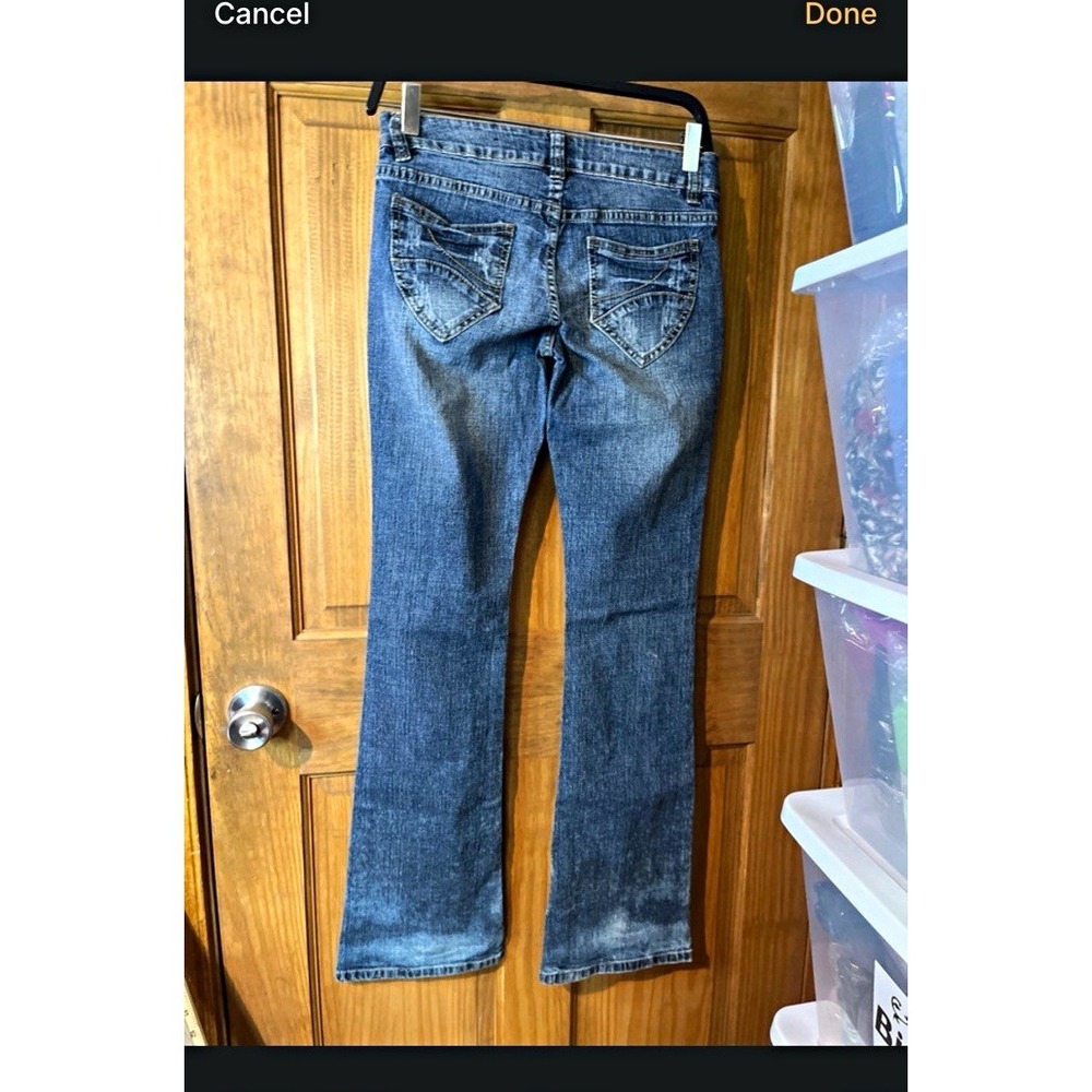 Y2K Vintage Bongo Distressed Flare Jeans Retro Low Rise Pockets Sz 7/8 31"
